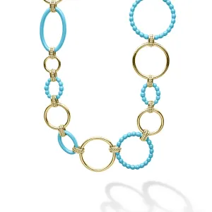 Meridian 18K Gold and Blue Ceramic Link Necklace