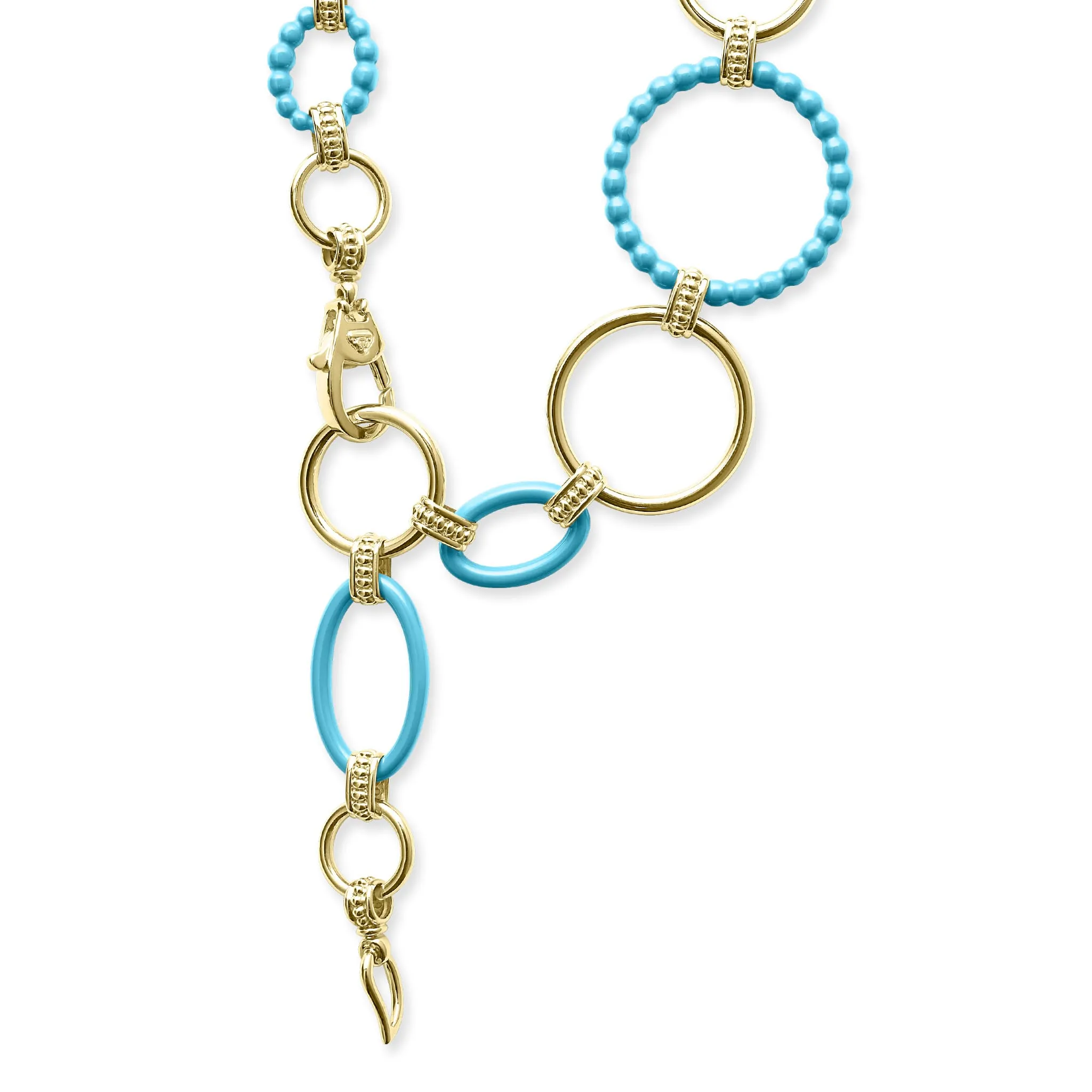 Meridian 18K Gold and Blue Ceramic Link Necklace