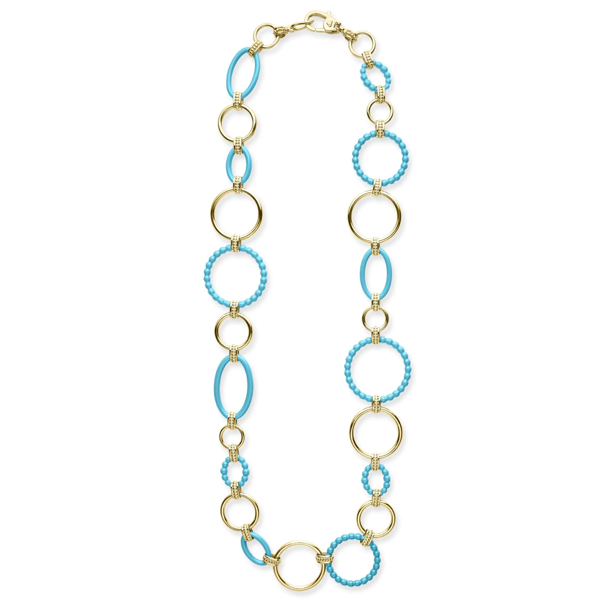 Meridian 18K Gold and Blue Ceramic Link Necklace