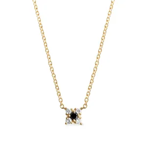 Mini Valentina Gold Necklace Black & White Diamonds