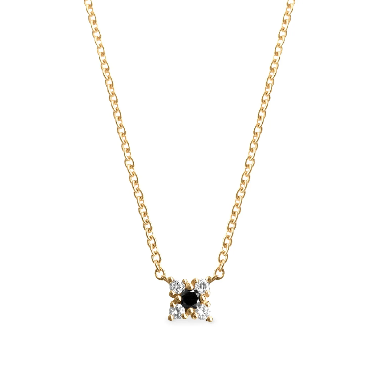 Mini Valentina Gold Necklace Black & White Diamonds