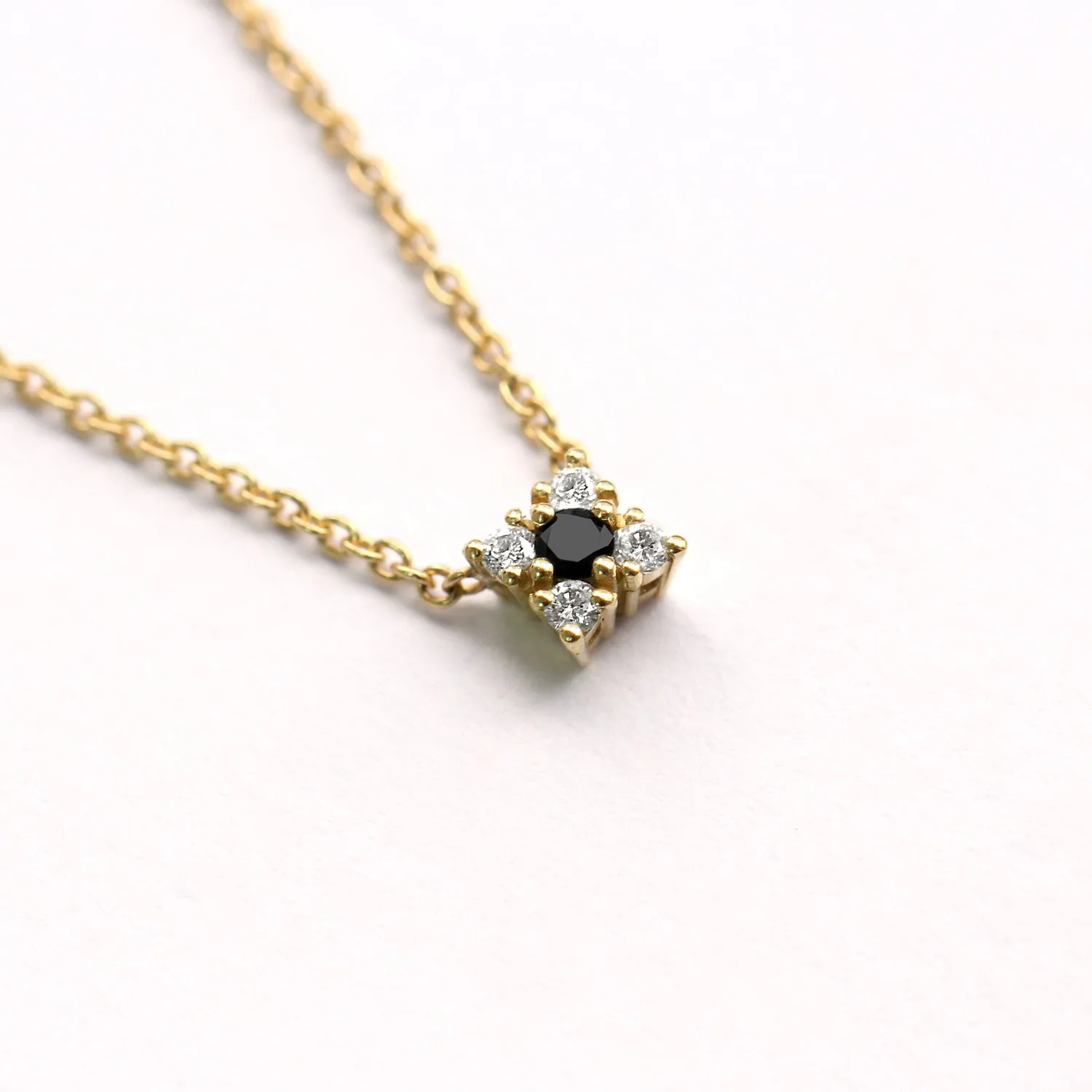 Mini Valentina Gold Necklace Black & White Diamonds