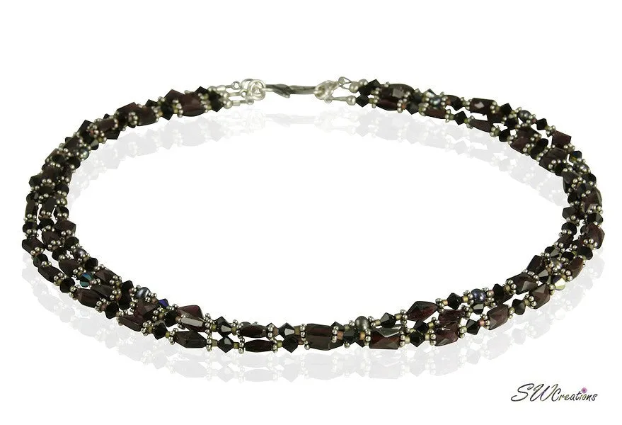 Multi-Strand Garnet Gemstone Necklace