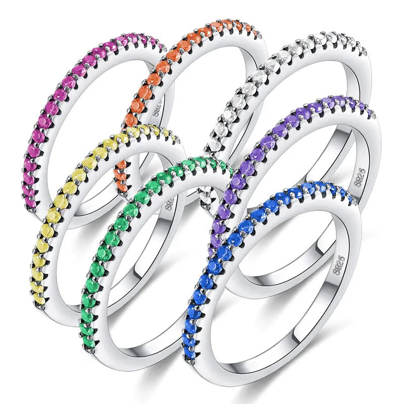 Multicolor Dainty Stackable Zircon Fashion Rings