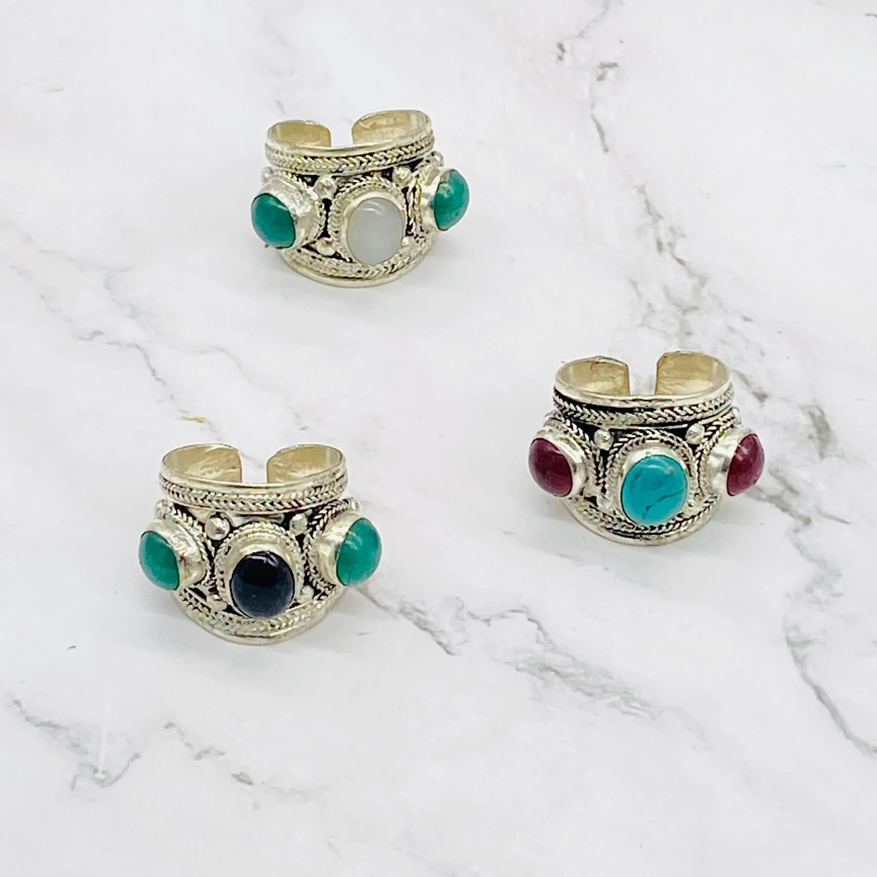 Multistone Stackable Rings, Handmade Jewelry, Crystal Rings, Vintage Style Rings, Adjustable Gemstone Rings, Unisex Statement Rings