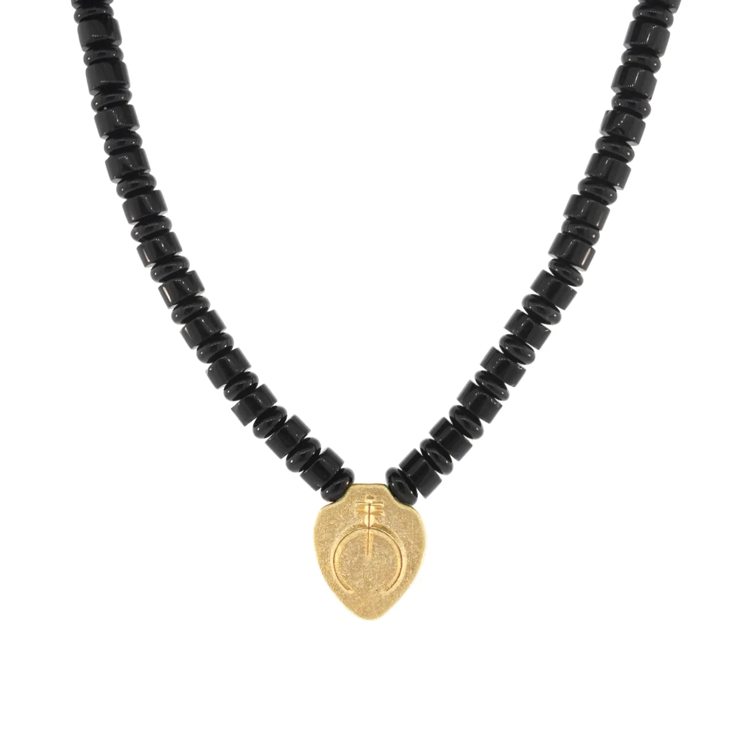 Naja Shield Pendant on Onyx Beaded Necklace