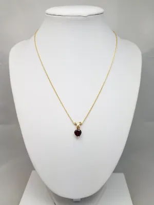 Natural Garnet Heart 14k Yellow Gold Pendant Necklace