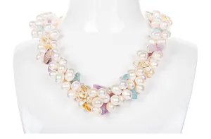 Natural Stones and Freshwater Pearl Necklace