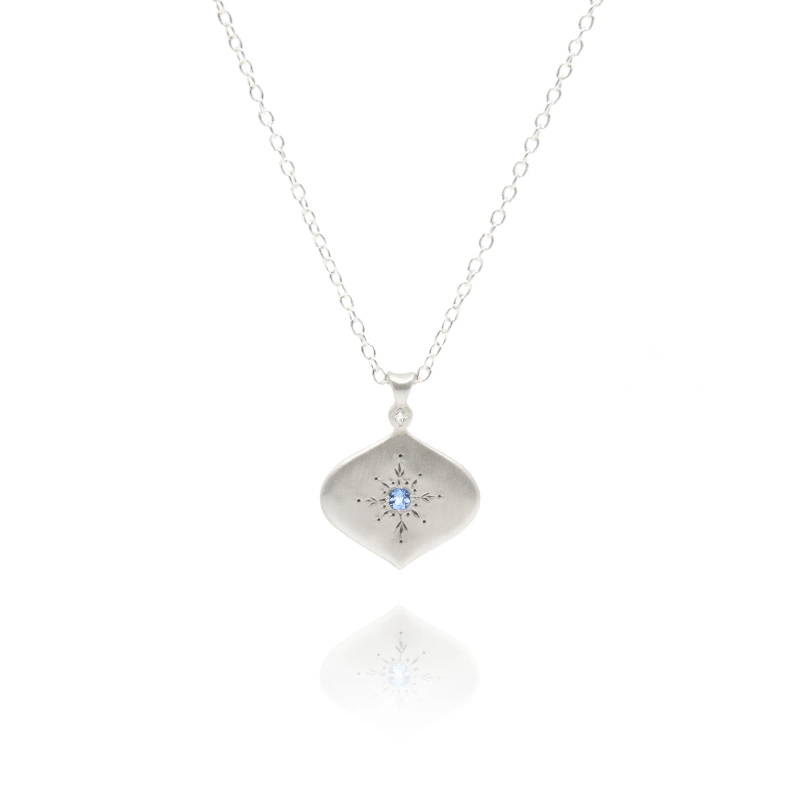 North Star Pendant Necklace with Aquamarine