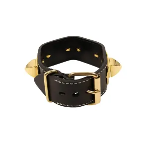 NWT UNDERCOVER Black Leather Pyramid Stud Adjustable Bracelet Size OS