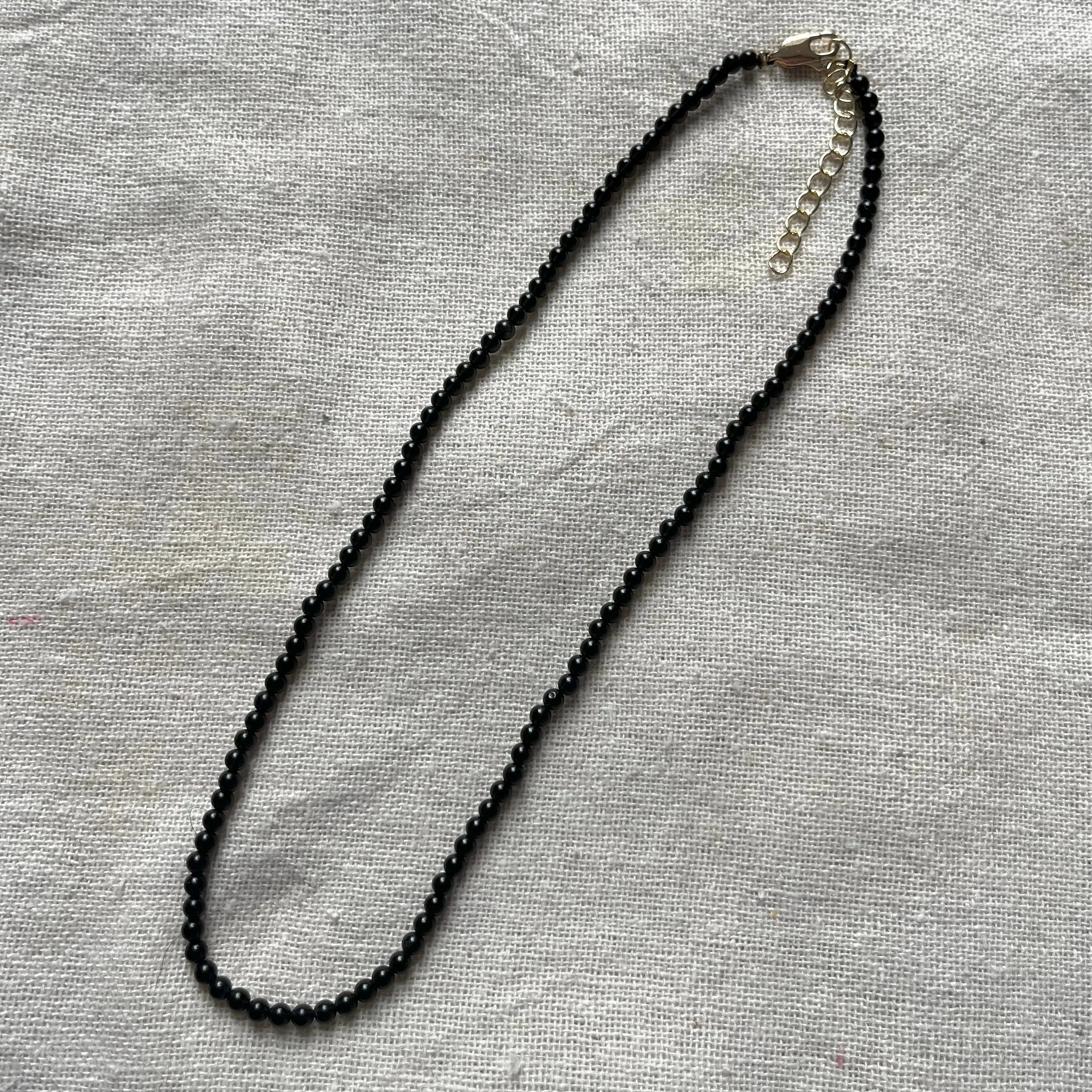 Obsidian 3mm Beaded Necklace - Protection