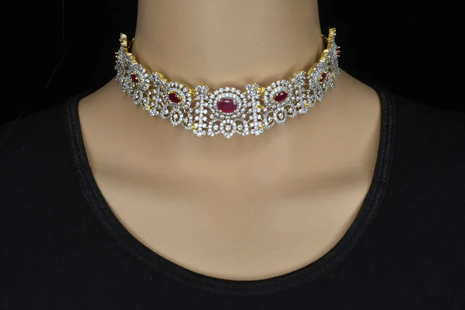 One Gram Gold Detachable American Diamond Choker By Asp Fashion Jewellery