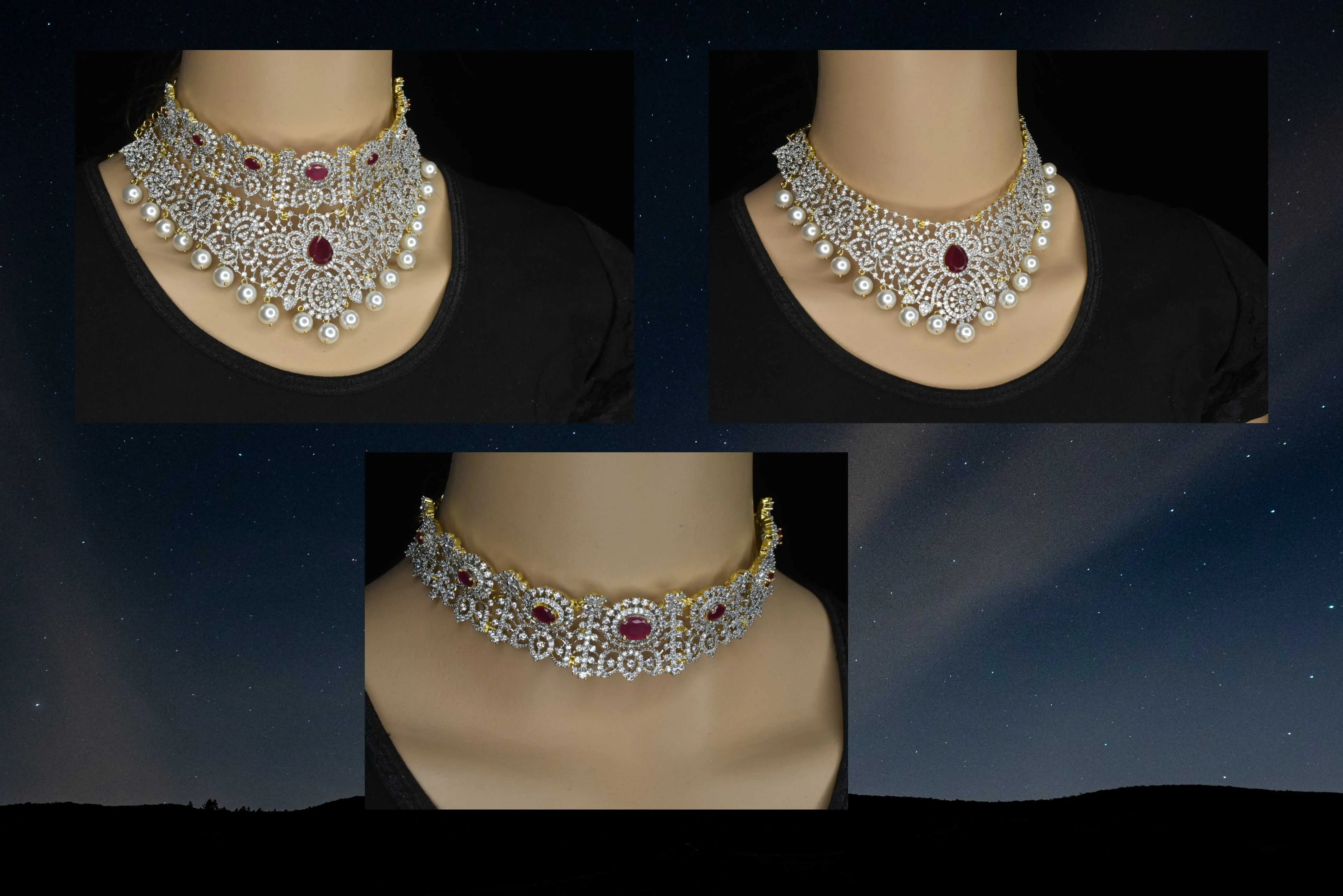 One Gram Gold Detachable American Diamond Choker By Asp Fashion Jewellery