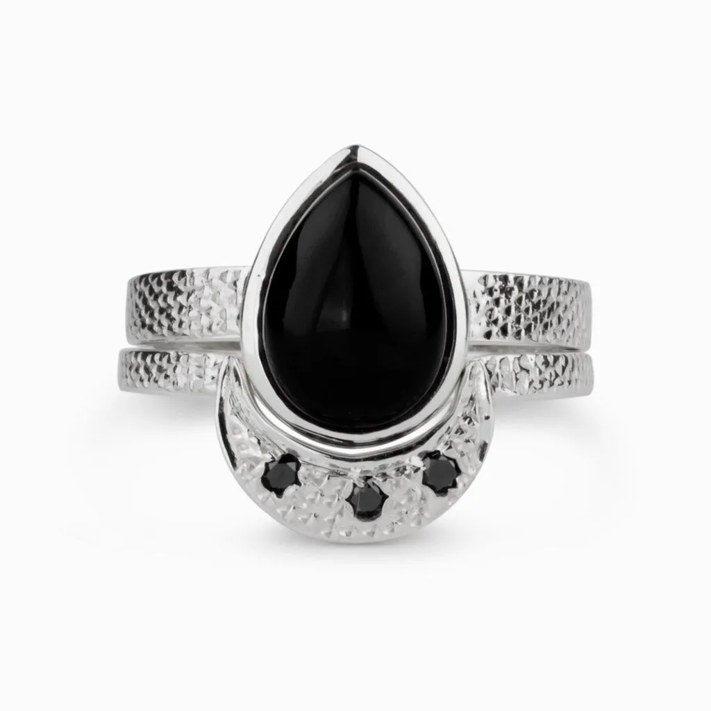 Onyx and Black Diamond Ring