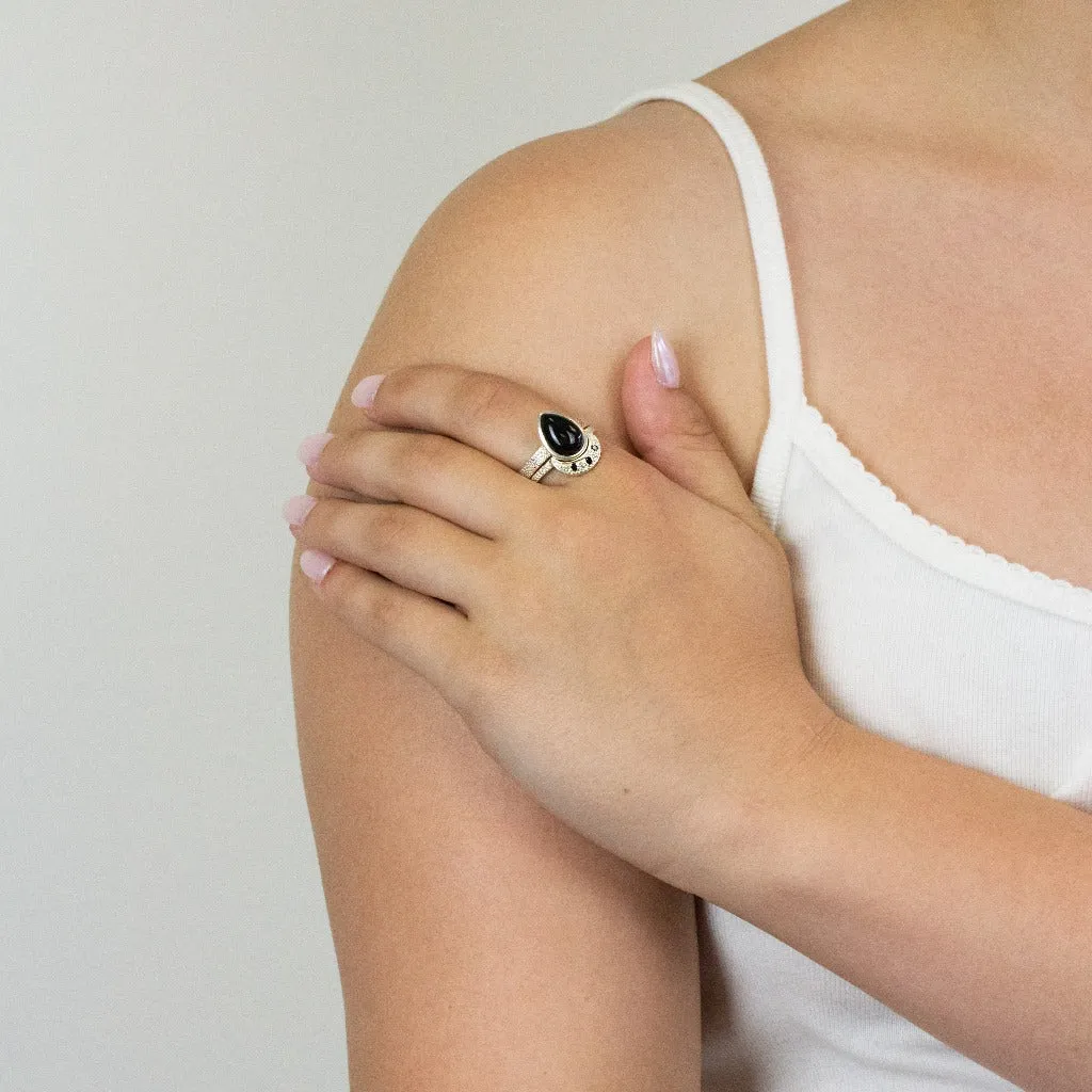 Onyx and Black Diamond Ring