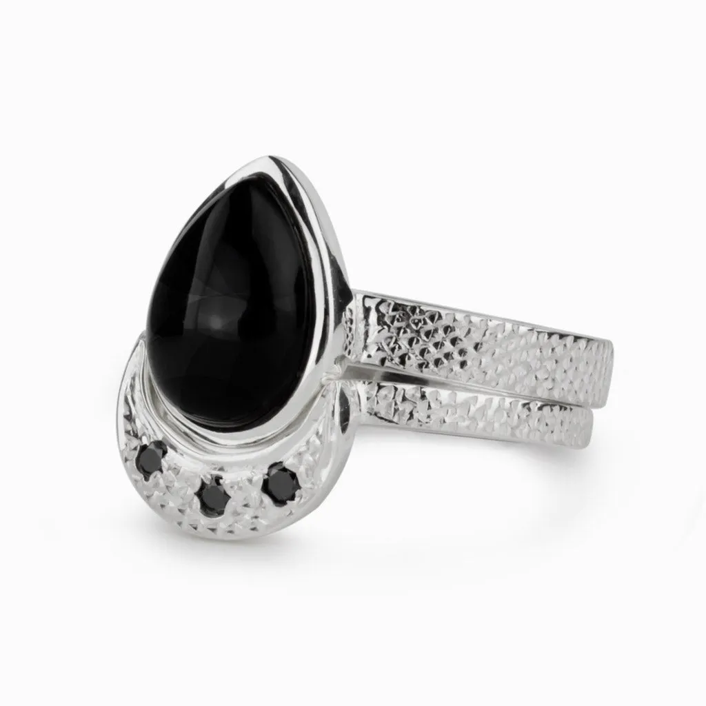 Onyx and Black Diamond Ring