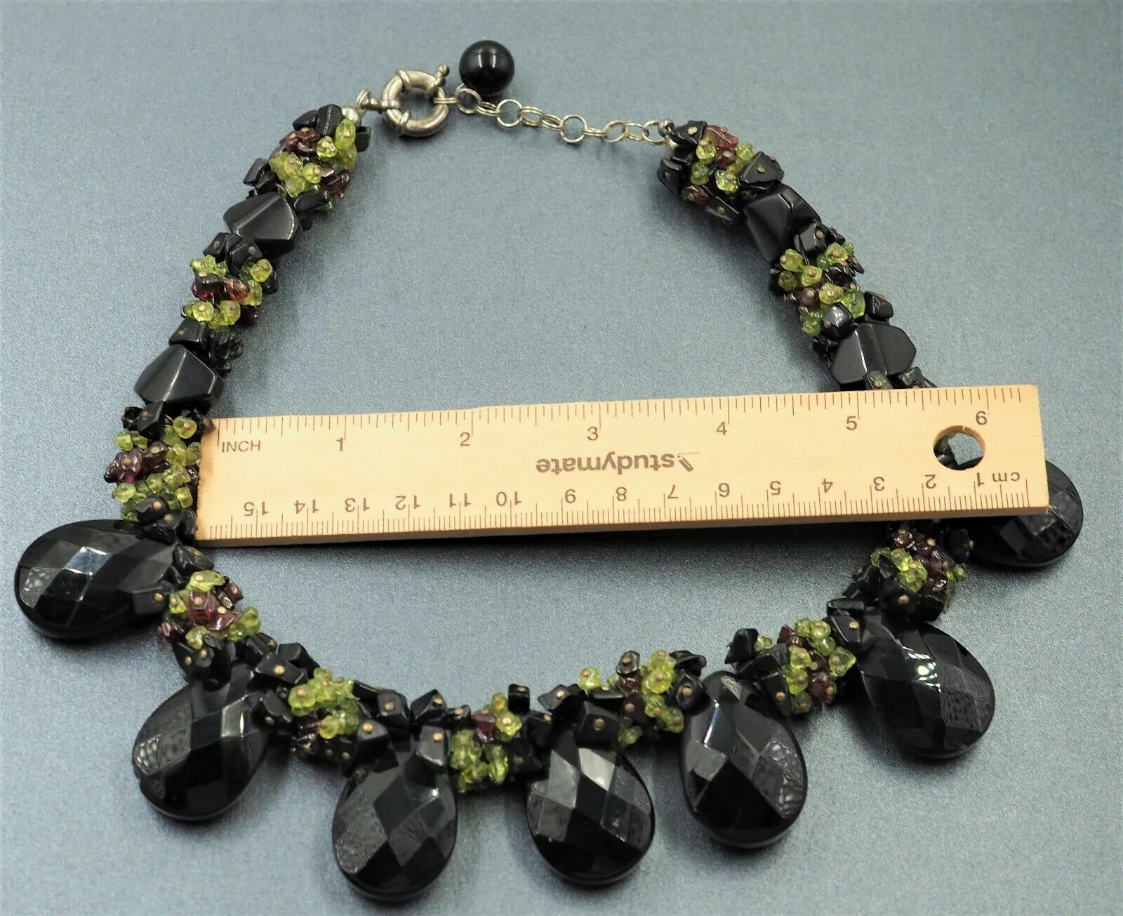 Onyx Glass & Garnet Necklace