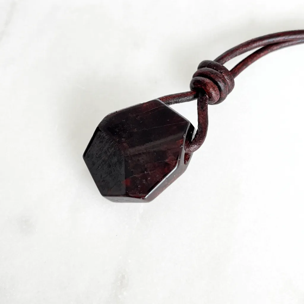 OOAK Garnet Gemstone Pendant Necklace - Fiery Elegance