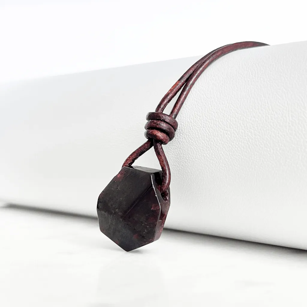 OOAK Garnet Gemstone Pendant Necklace - Fiery Elegance