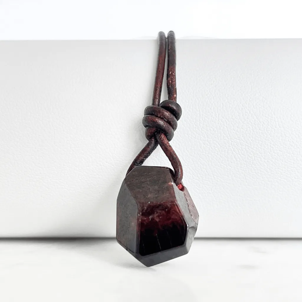 OOAK Garnet Gemstone Pendant Necklace - Fiery Elegance