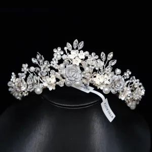 Pearl Flowers Bridal Crown Tiaras