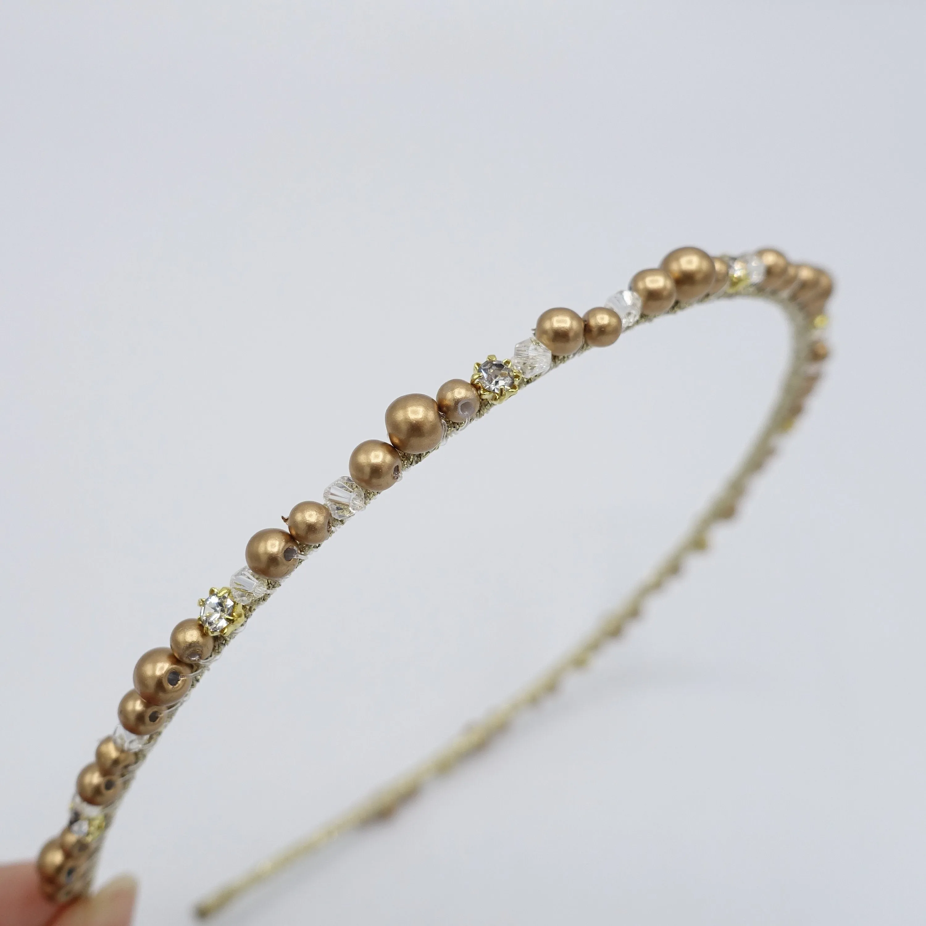 pearl thin headband, crystal beaded headband for women