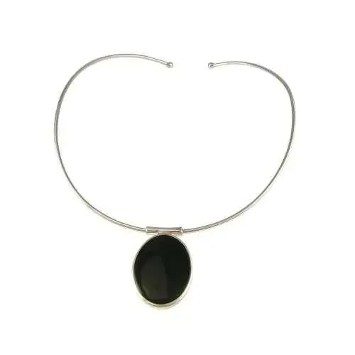 Personalised Sterling Silver Onyx Choker Hand Engraved