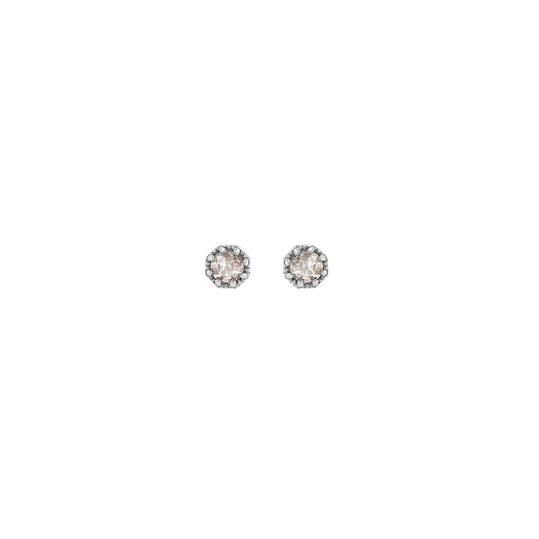 Petite Crown Bezel Diamond Earrings