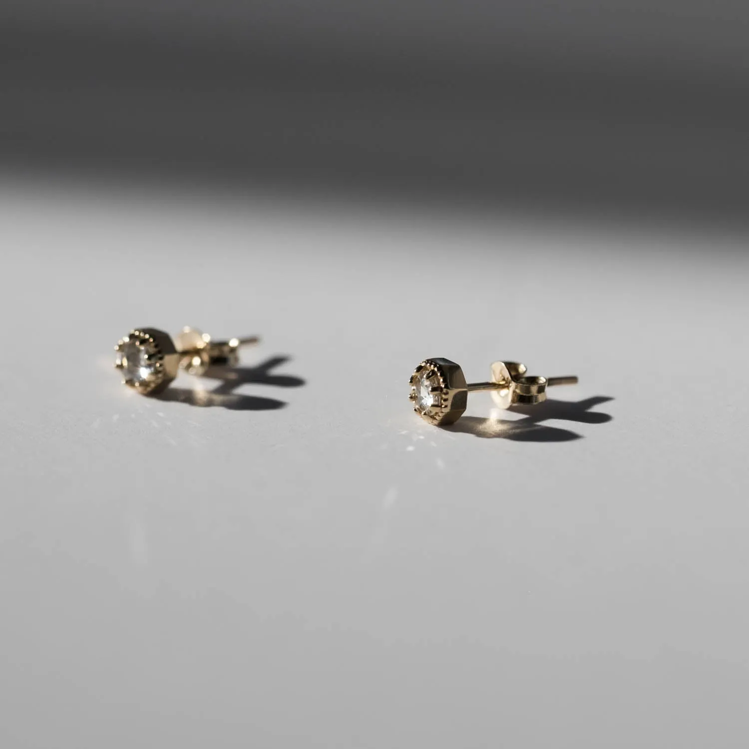 Petite Crown Bezel Diamond Earrings