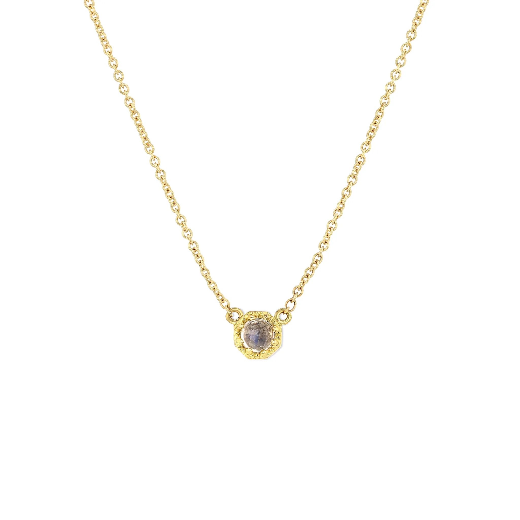 Petite Crown Bezel Moonstone Necklace