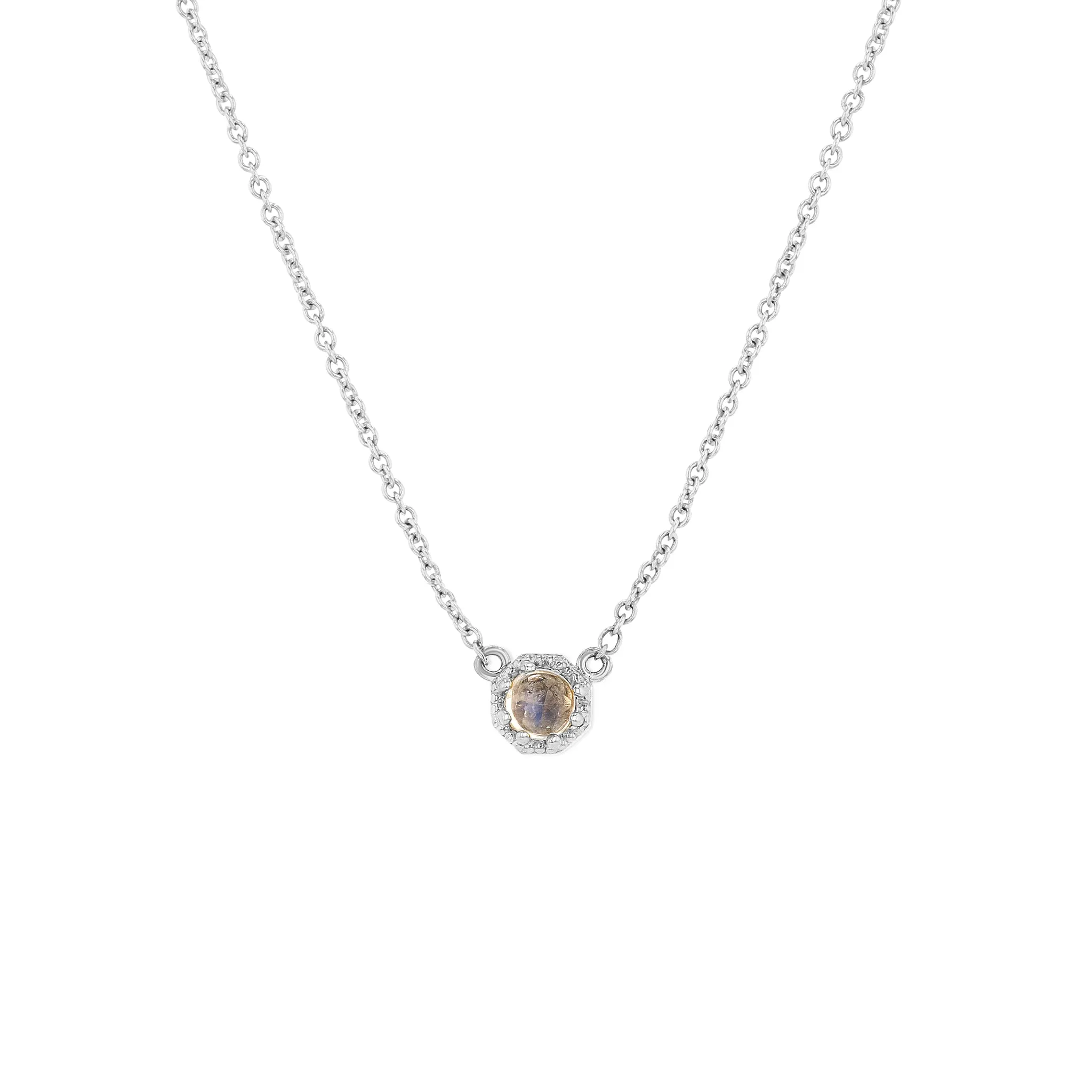 Petite Crown Bezel Moonstone Necklace