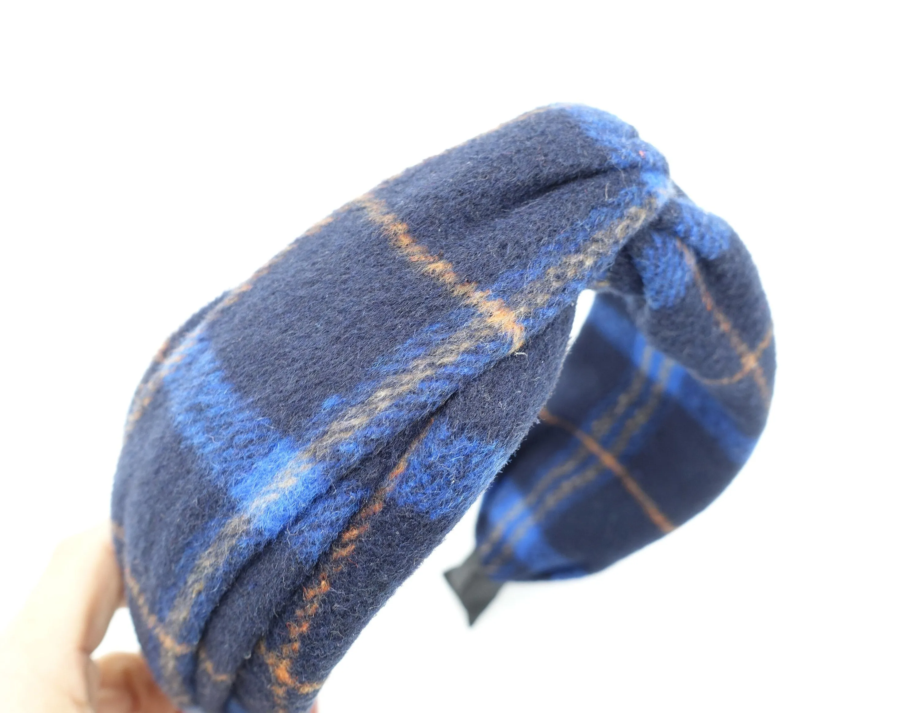 plaid check woolen headband cross twist hairband Fall Winter hair accessory for women