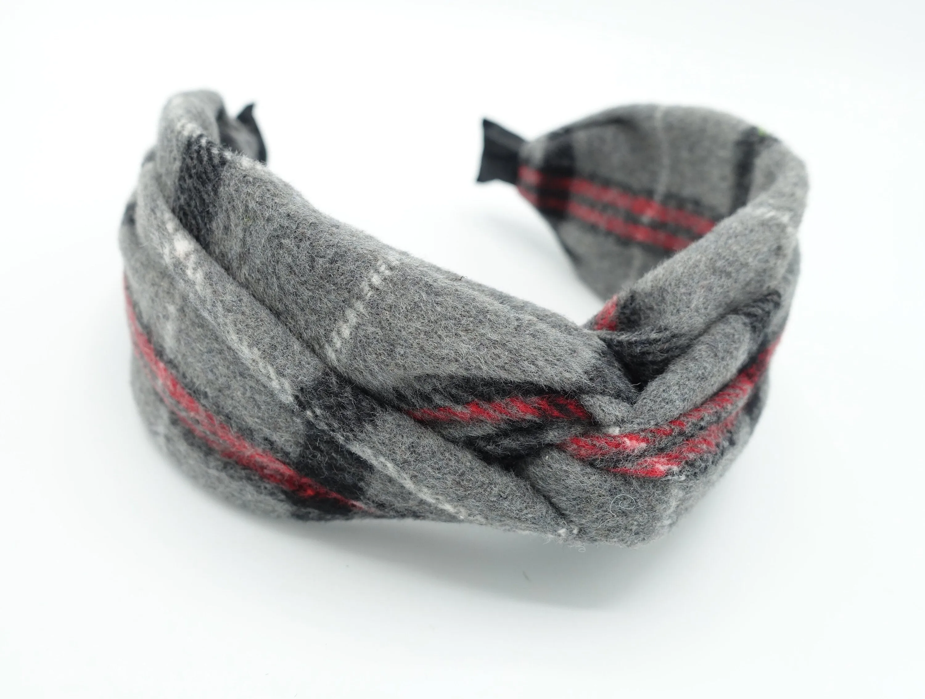 plaid check woolen headband cross twist hairband Fall Winter hair accessory for women