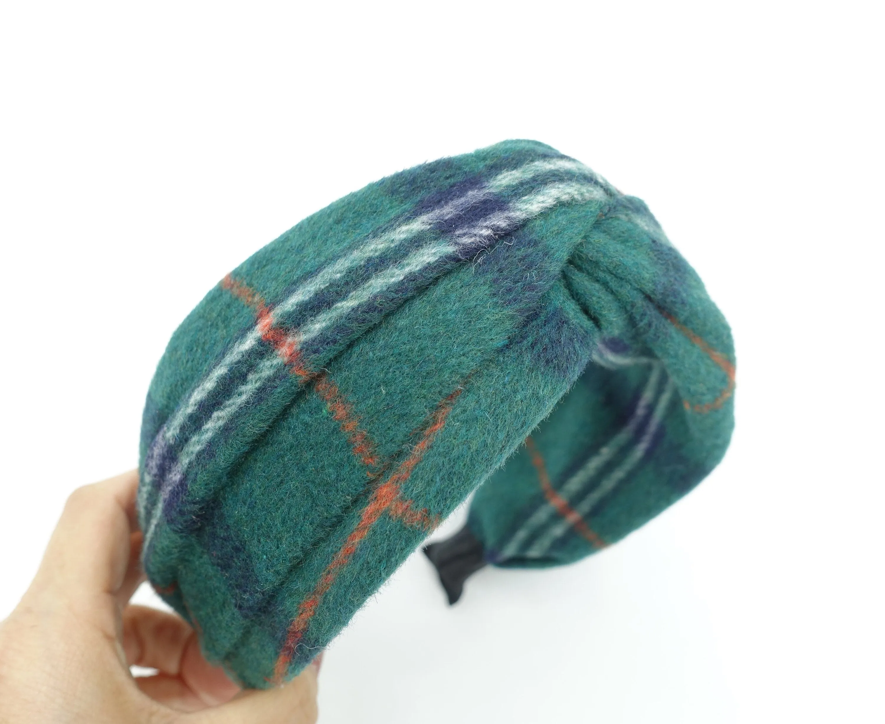 plaid check woolen headband cross twist hairband Fall Winter hair accessory for women