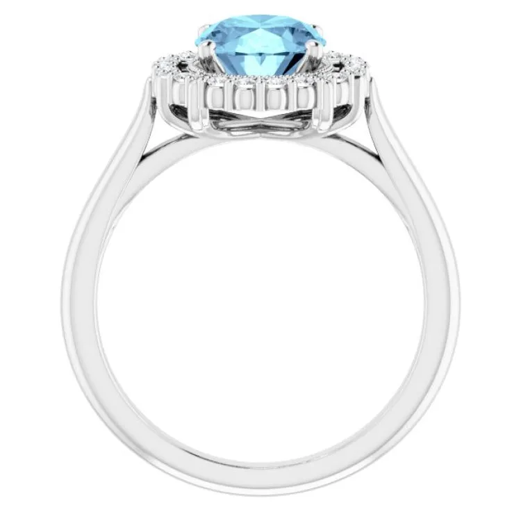 Platinum Natural Aquamarine & 1/6 CTW Natural Diamond Ring