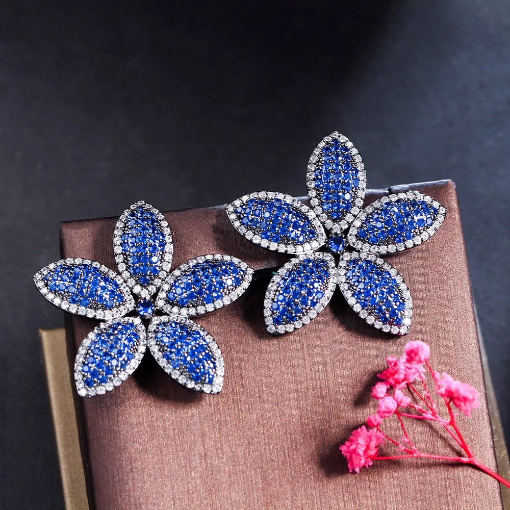 Pre Order:  Cubic Zircon Big Flower Earrings