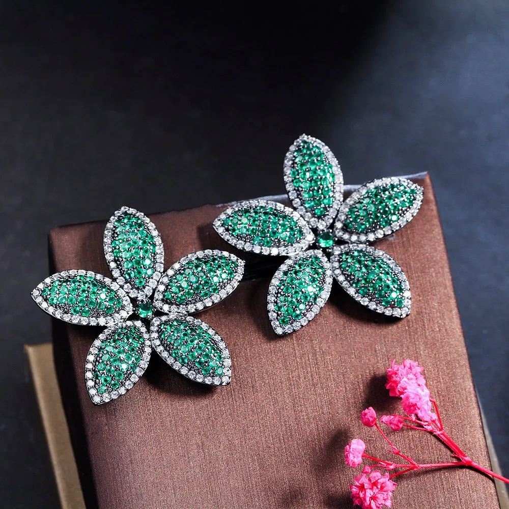 Pre Order:  Cubic Zircon Big Flower Earrings