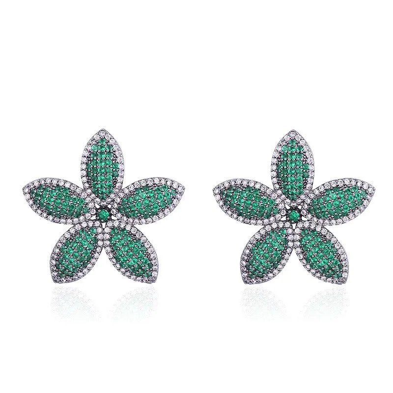 Pre Order:  Cubic Zircon Big Flower Earrings