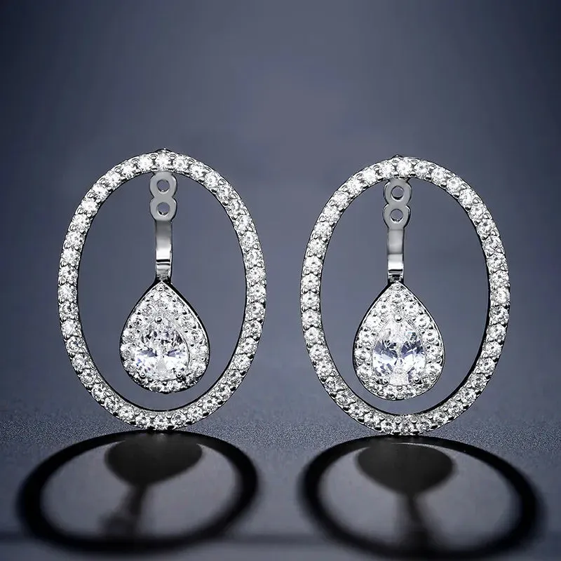 Pre Order:  Round Zircon Water Drop Earrings