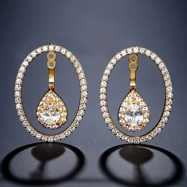 Pre Order:  Round Zircon Water Drop Earrings