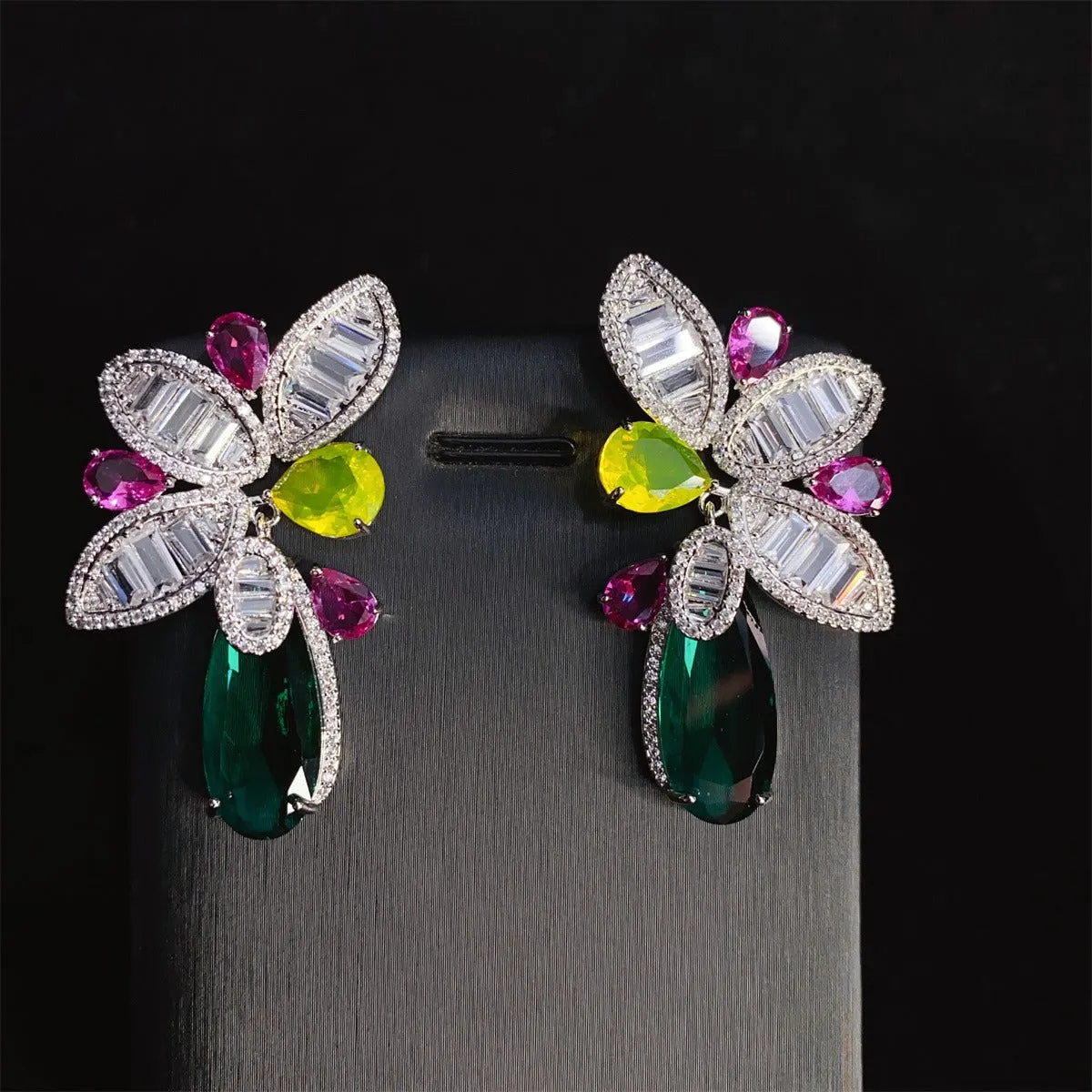 Pre Order:  Water Droplet Flower Zircon Earrings