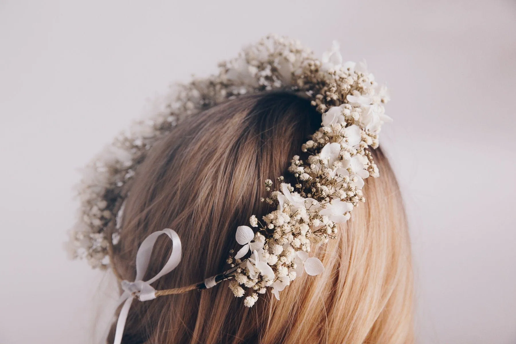 Preserved White Gypsophila & Hydrangea Bridal Boho Crown / Wedding Crown