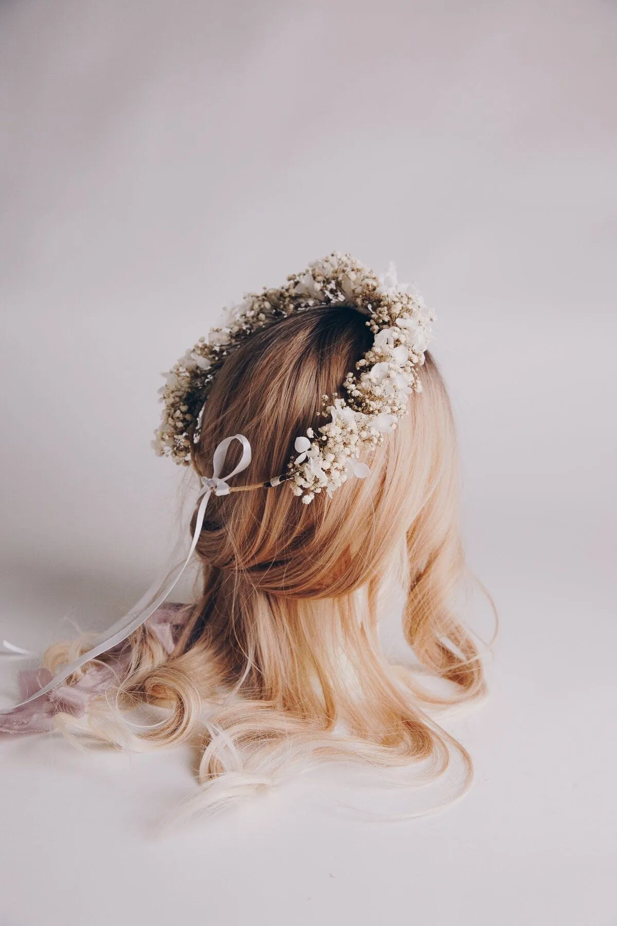 Preserved White Gypsophila & Hydrangea Bridal Boho Crown / Wedding Crown