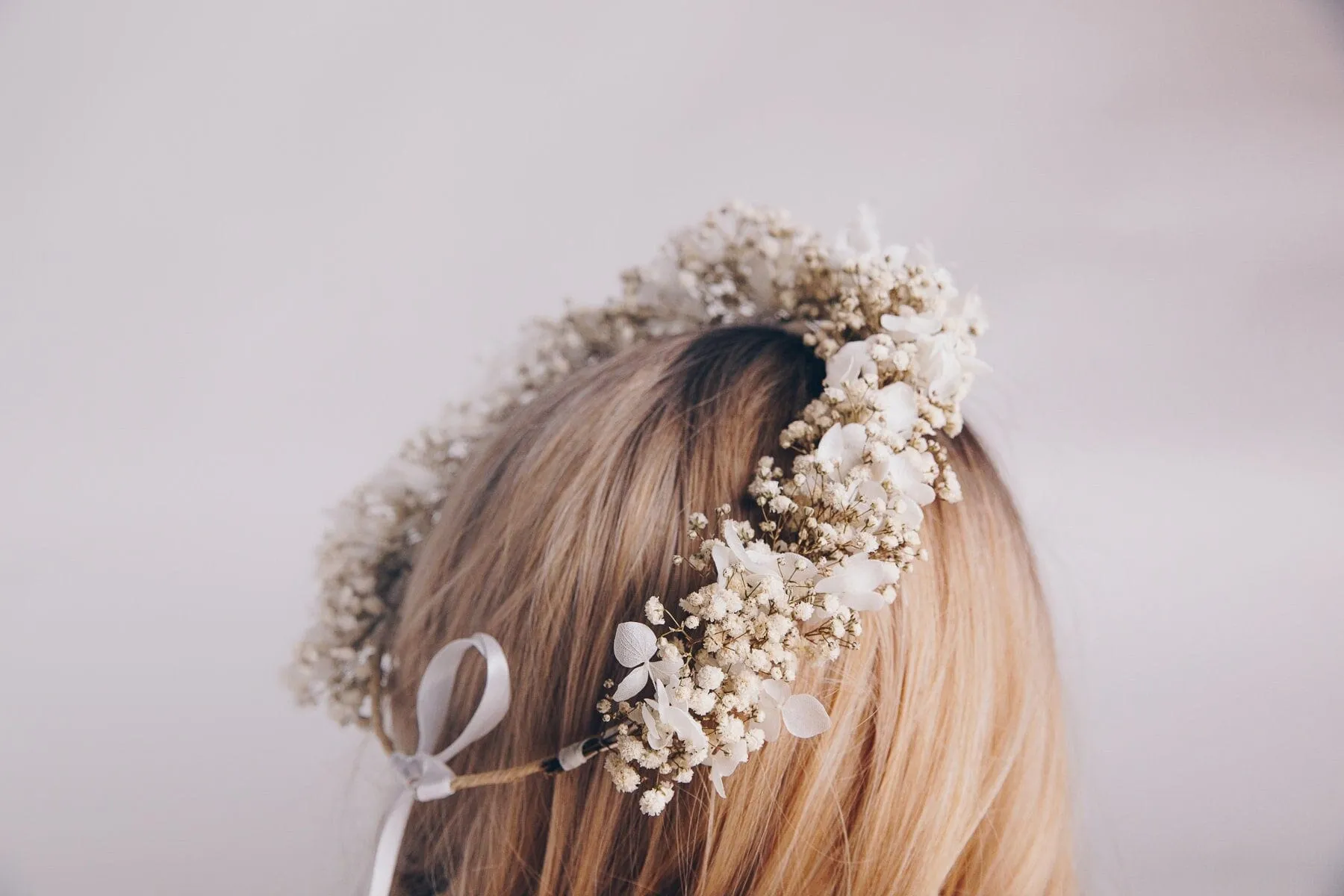 Preserved White Gypsophila & Hydrangea Bridal Boho Crown / Wedding Crown