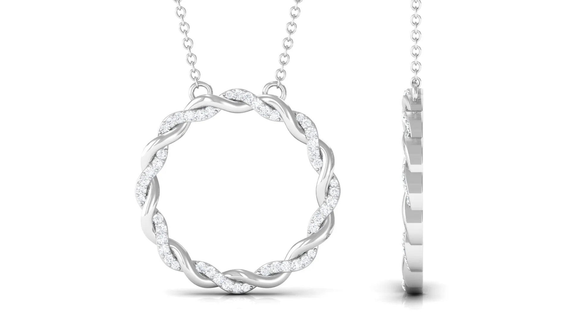 Pure Diamond Twisted Eternity Necklace in Pave Setting