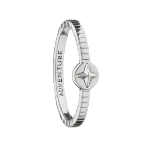 "Adventure" Compass Poesy Sterling Silver Stackable Ring