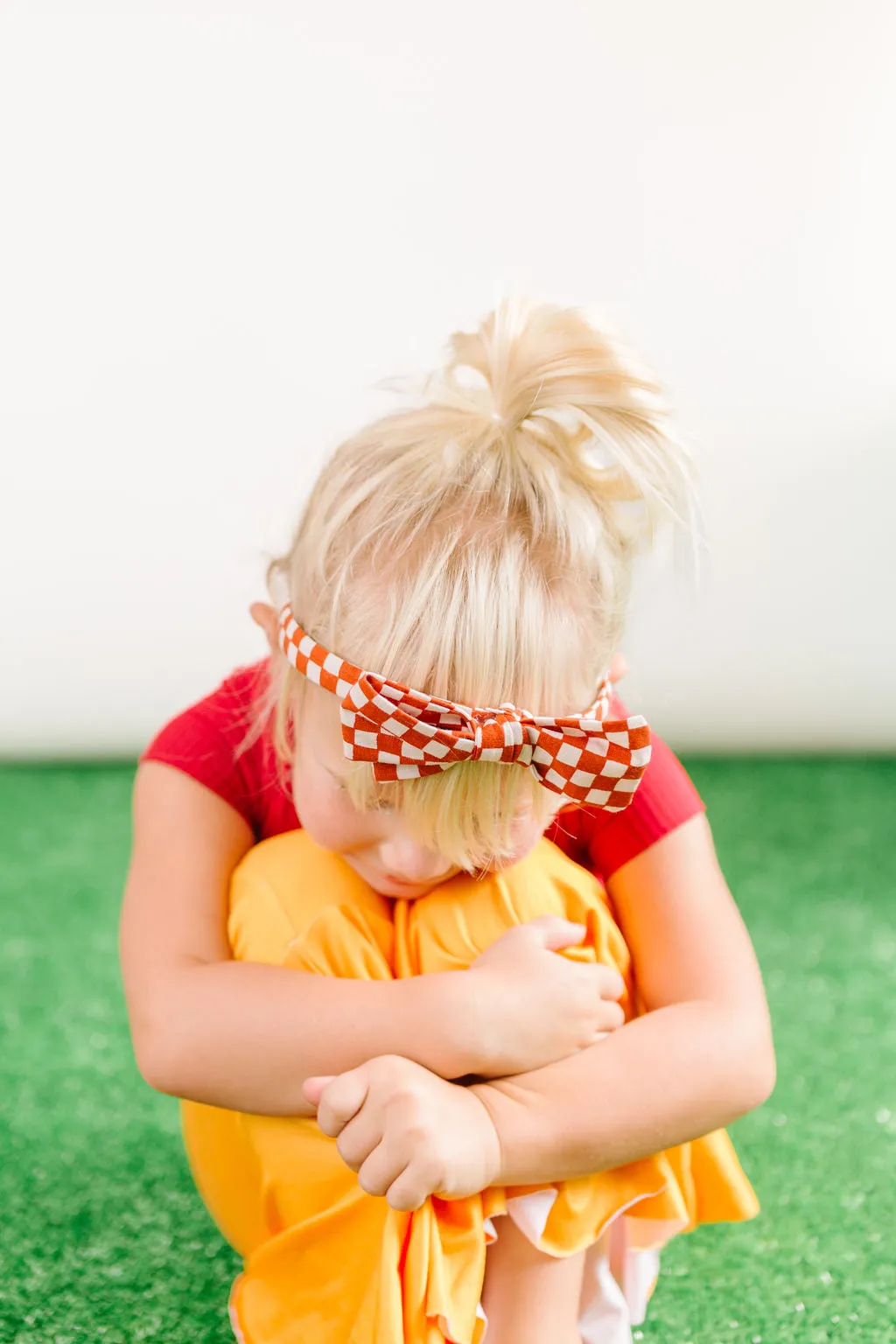 Red Checkered Bow Headband for  Girls