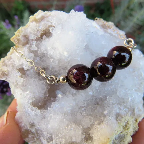 Red Crystal Garnet Necklace w/ Healing Stone Beads