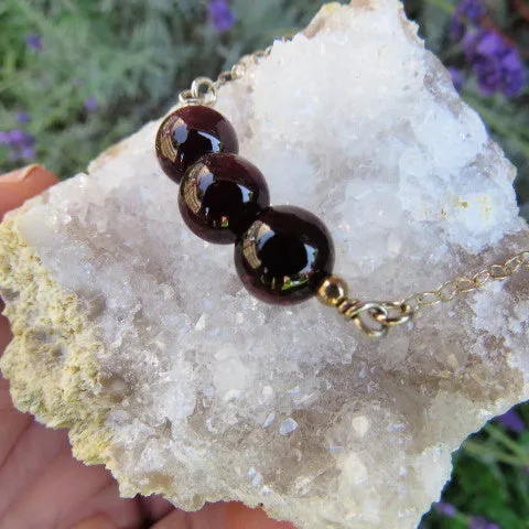 Red Crystal Garnet Necklace w/ Healing Stone Beads