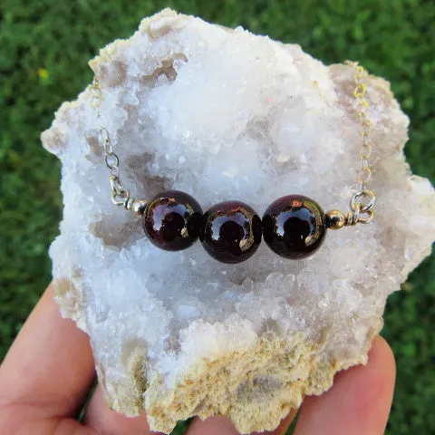 Red Crystal Garnet Necklace w/ Healing Stone Beads